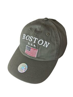 Bay State Apparel Boston Embroidered USA Patch Adjustable Gray Baseball Hat